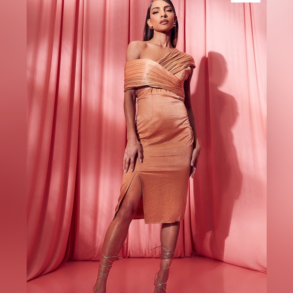 ONE SHOULDER MIDI BRIDESMAID DRESS